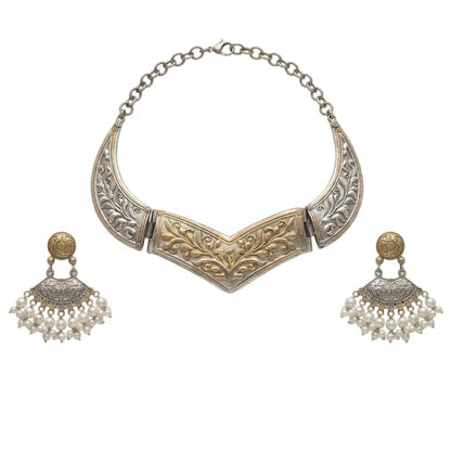 Heritage Dual-Tone Antique Finish Statement Necklace Set