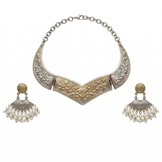 Heritage Dual-Tone Antique Finish Statement Necklace Set