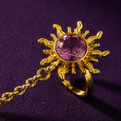 Solara Sunburst Hand Harness Ring Bracelet (Hath Phool)