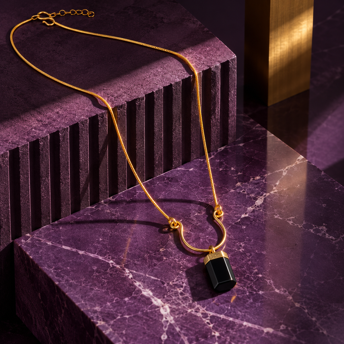 Terrene Raw Gemstone Baguette Pendant Necklace