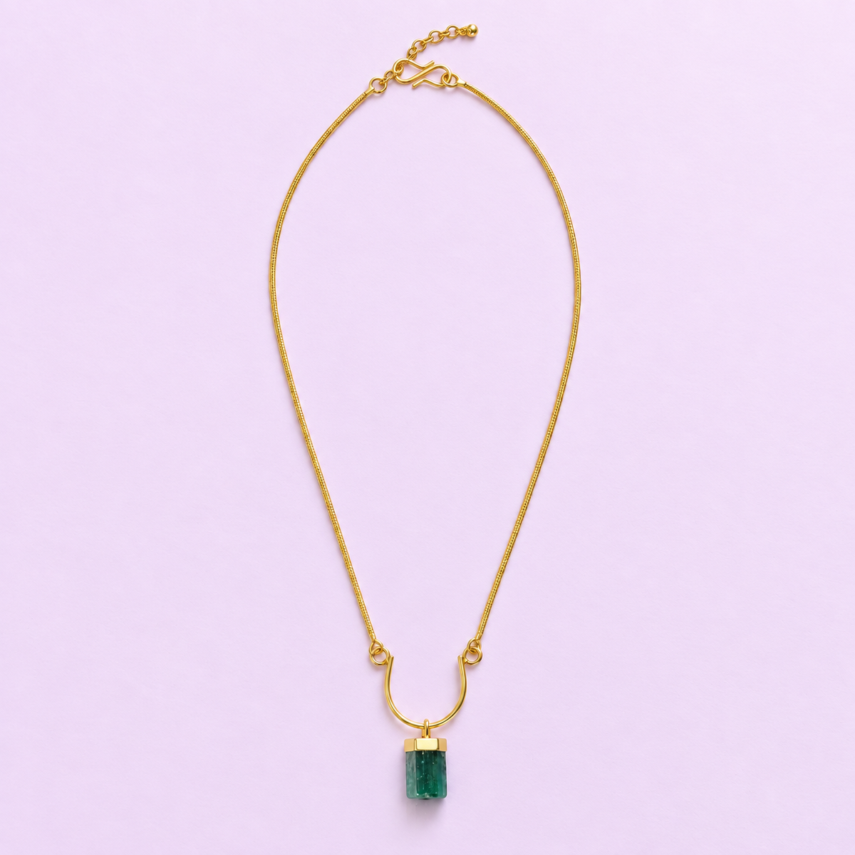 Terrene Raw Gemstone Baguette Pendant Necklace
