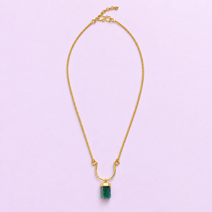 Terrene Raw Gemstone Baguette Pendant Necklace