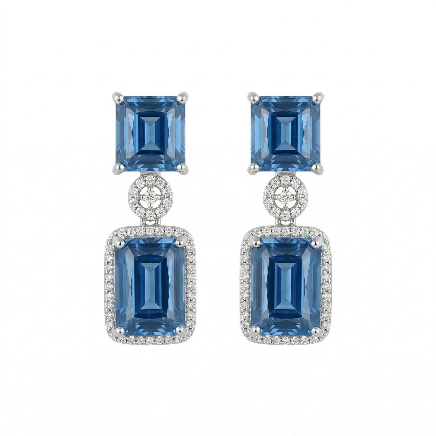 Regal Geometry American Diamond Necklace Set (Rhodium Plated)