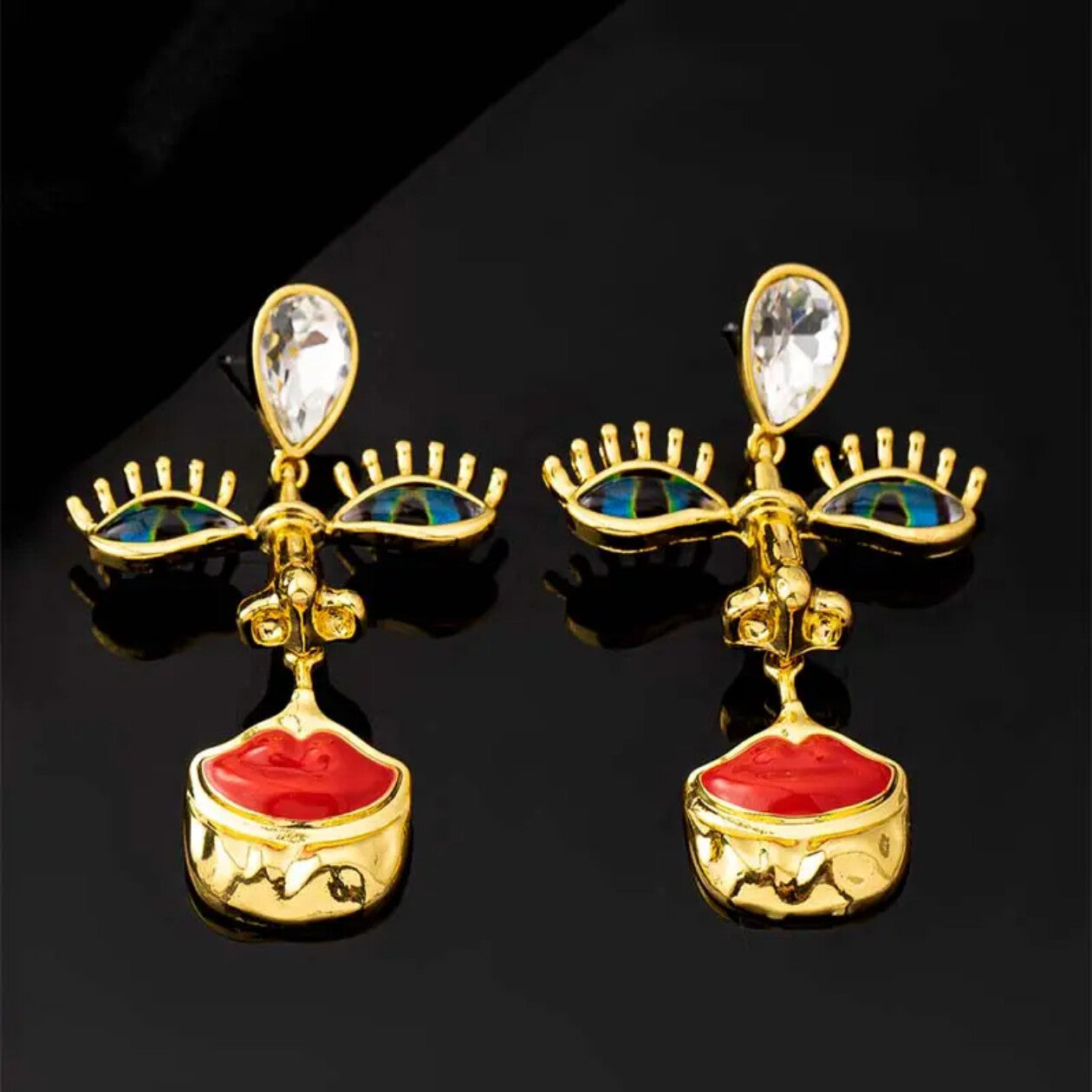 Muse in Motion Enamel Face Statement Earrings