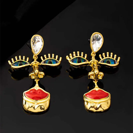 Muse in Motion Enamel Face Statement Earrings