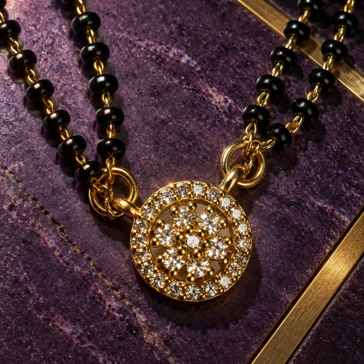Suhagan Floral Pendant Mangalsutra Set with Matching Studs