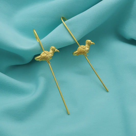 Birdsong Whisper – Sculpted Sparrow Needle Earcuffs