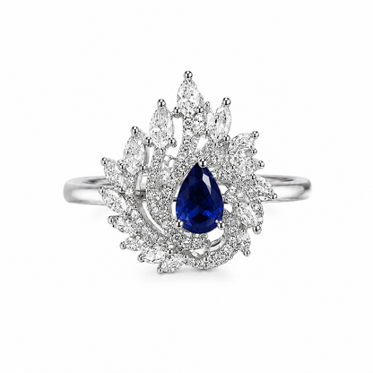 AAA American Diamond Halo Cocktail Brass Ring| Statement Solitaire Finger Ring