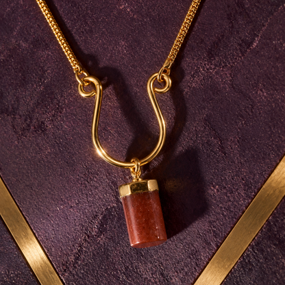 Terrene Raw Gemstone Baguette Pendant Necklace