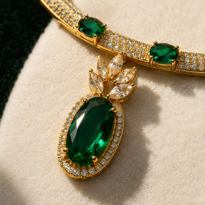 Elara AAA American Diamond Statement Necklace & Earrings Set
