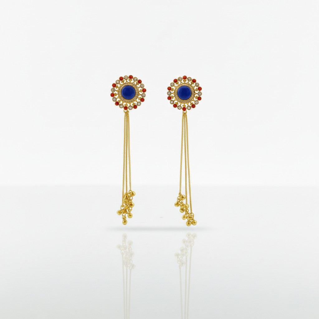 Royal Halo Tassel Statement Kashmiri Earrings