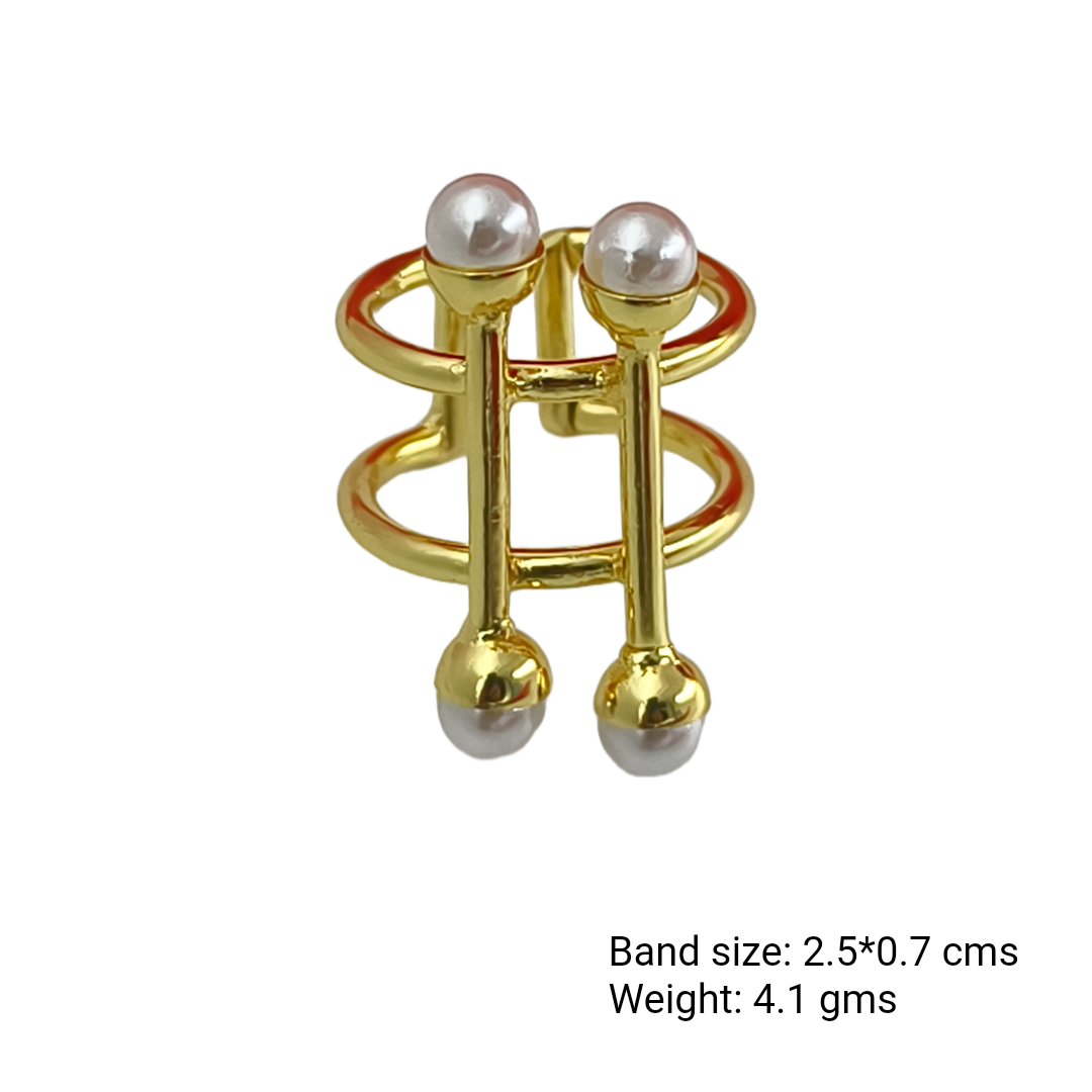 Taarini – Pearl Orbit Adjustable Statement Ring