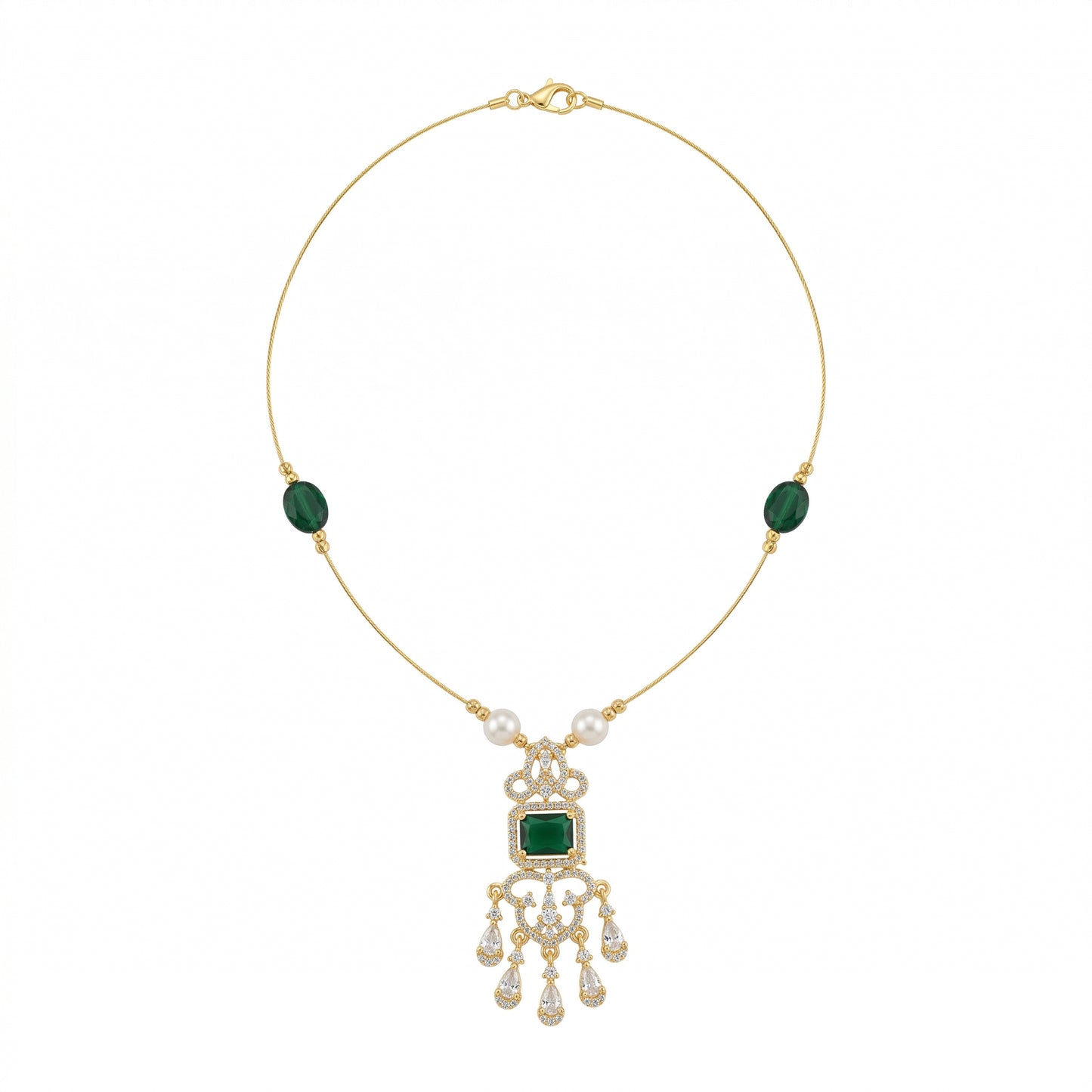 Minimal Luxe American Diamond Pendant Necklace (Gold Plated)