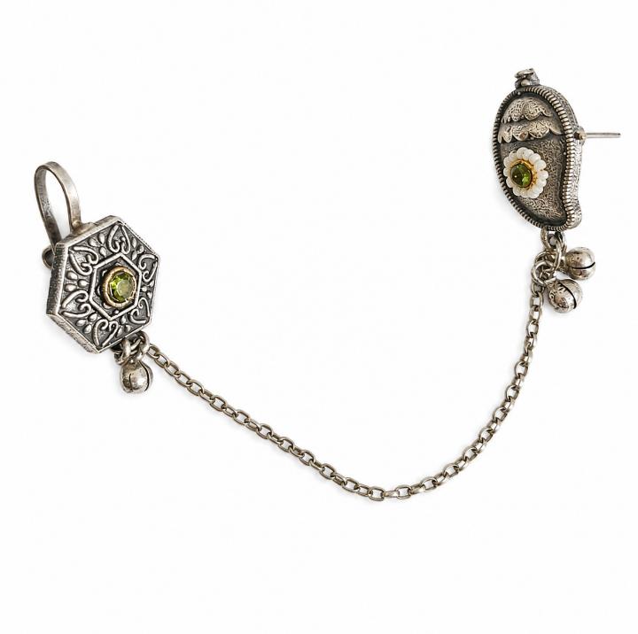 Oxidised Brass Ear Cuff with Chain – Mango Design