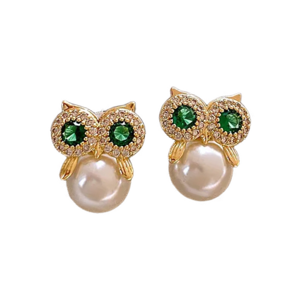 Wise Owl Pearl Studs