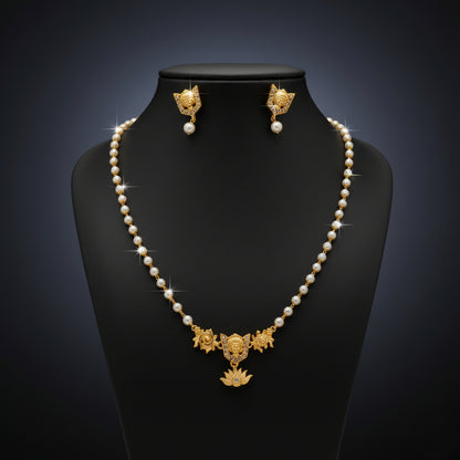 Vaibhavi Pearl Lakshmi Necklace Set
