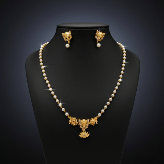 Vaibhavi Pearl Lakshmi Necklace Set
