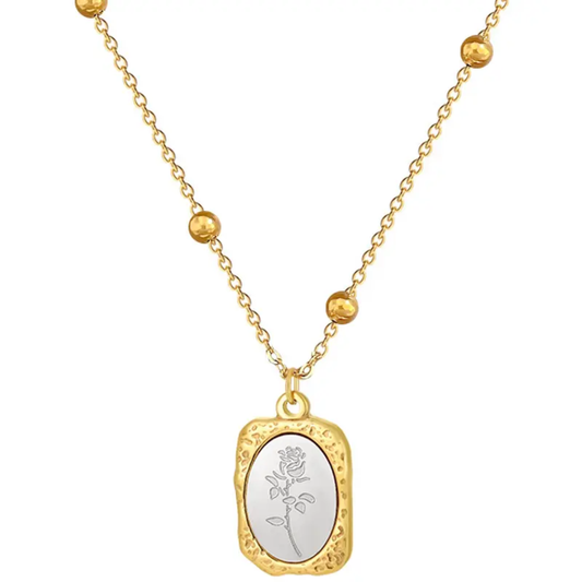 Eternal Bloom – Engraved Rose Pendant Necklace