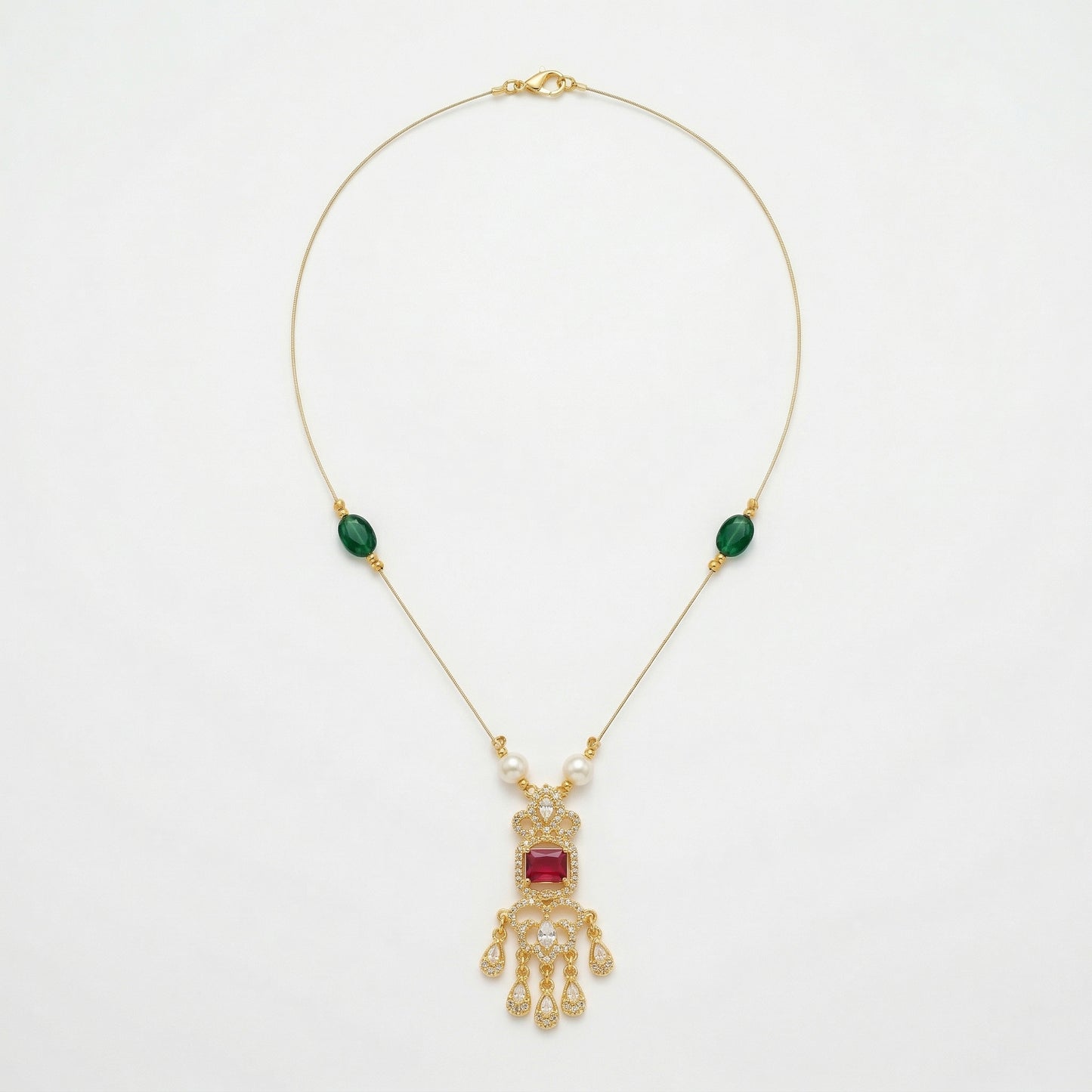 Minimal Luxe American Diamond Pendant Necklace (Gold Plated)