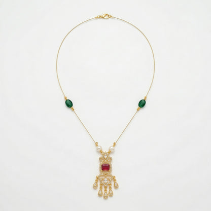 Minimal Luxe American Diamond Pendant Necklace (Gold Plated)