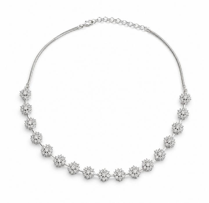 Rhodium Plated AAA American Diamond Floral Necklace Set in Brass – Elegant CZ Jewellery for Women