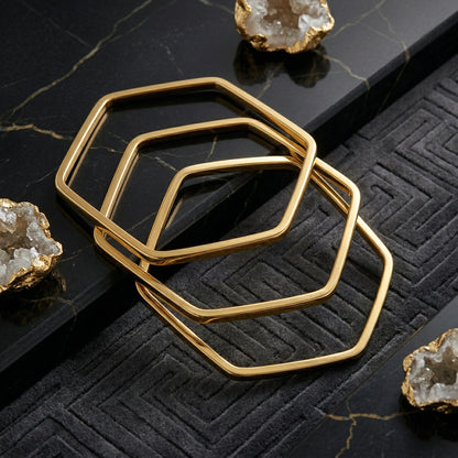 Geo Chic Hexa Bangles (Set of 3, Size 2.4-2.6)