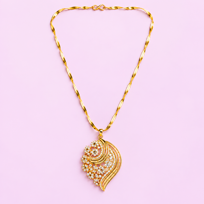 Panna Lata Leaf Swirl Pendant Set with Matching Earrings