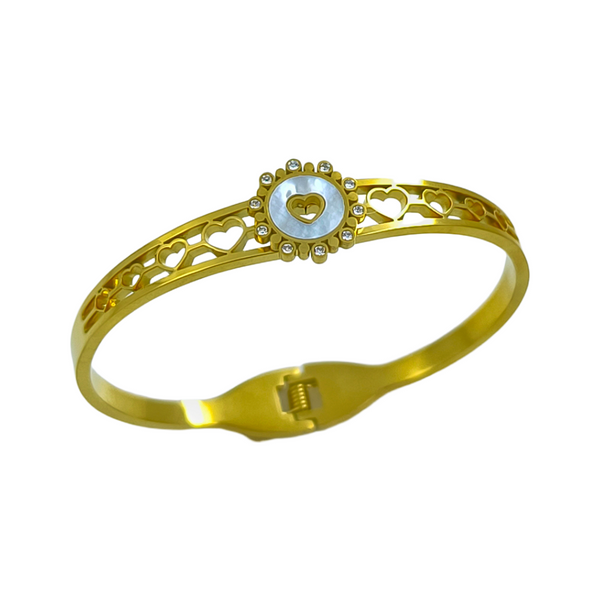 Pearl Halo Heart Bangle