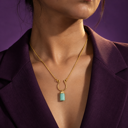 Terrene Raw Gemstone Baguette Pendant Necklace