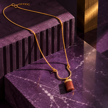 Terrene Raw Gemstone Baguette Pendant Necklace