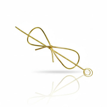 Gold Plated Brass Bow Hair Stick Pin | Minimalist Wire Bow Bun Holder Juda Pin for Women — Everyday & Bridal Hair Accessory