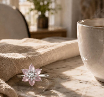 Floral AAA American Diamond Brass Statement Ring| Daisy Flower Cocktail Ring for Women