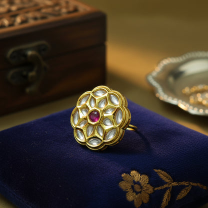 Padma Kundan Floral Statement Ring