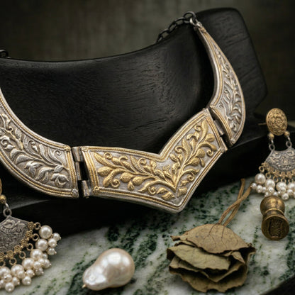 Heritage Dual-Tone Antique Finish Statement Necklace Set