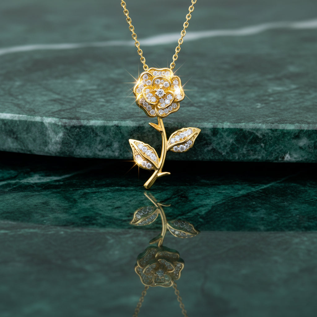 Rose Reverie – Crystal Bloom Necklace