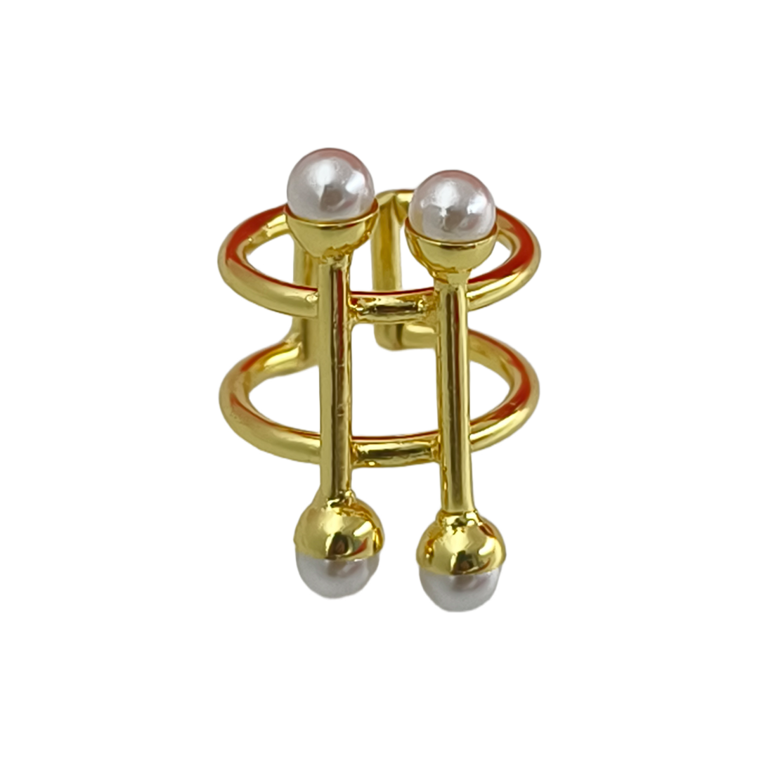 Taarini – Pearl Orbit Adjustable Statement Ring