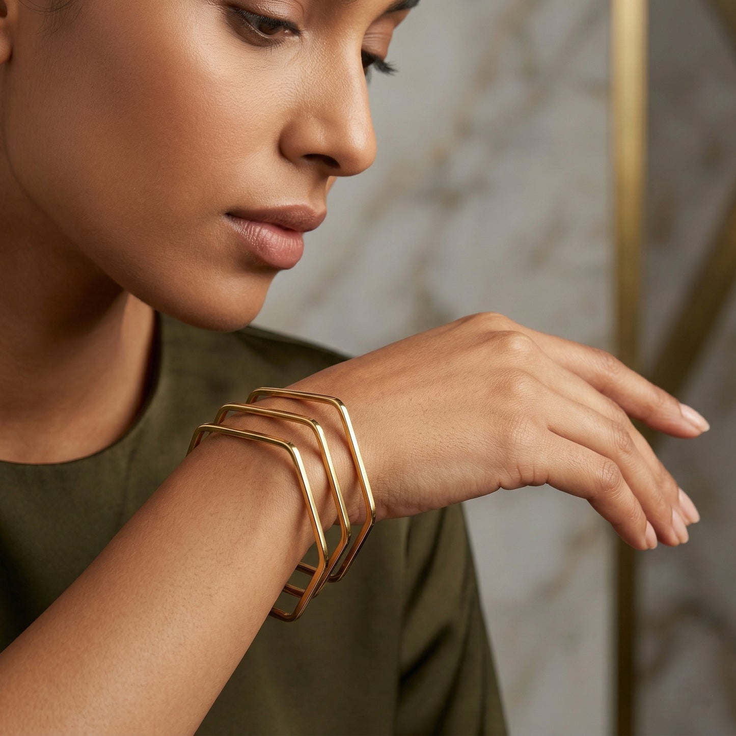 Geo Chic Hexa Bangles (Set of 3, Size 2.4-2.6)