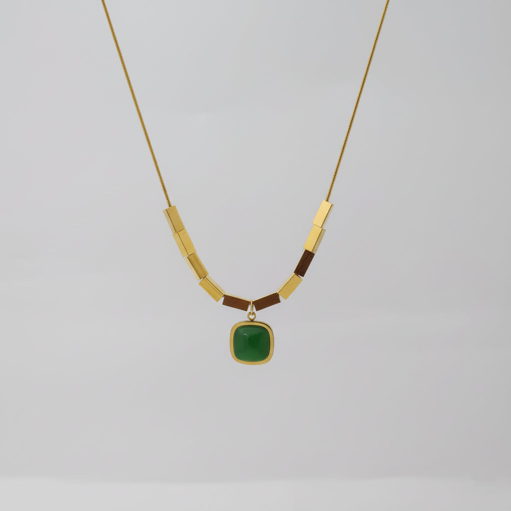 GeoGrace – Square Green Pendant Necklace
