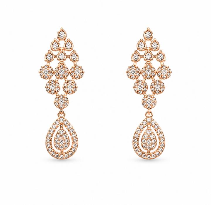 Rose Gold Plated AAA American Diamond Necklace Set in Brass – Delicate CZ Jewellery for Women”