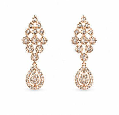 Rose Gold Plated AAA American Diamond Necklace Set in Brass – Delicate CZ Jewellery for Women”
