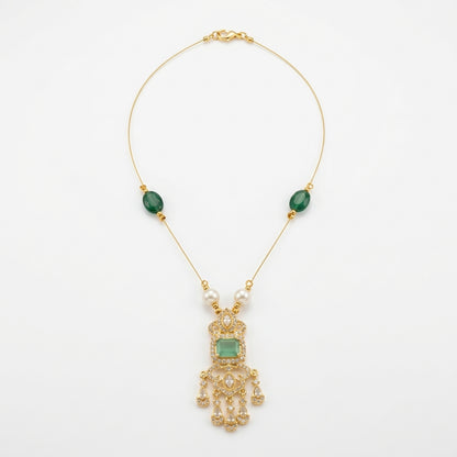 Minimal Luxe American Diamond Pendant Necklace (Gold Plated)