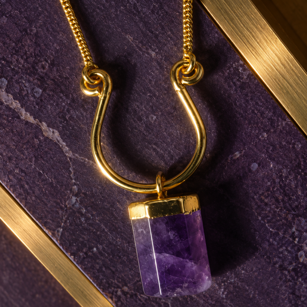 Terrene Raw Gemstone Baguette Pendant Necklace