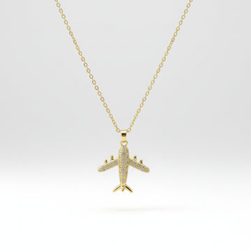 Jet Setter – Crystal Aircraft Pendant Necklace
