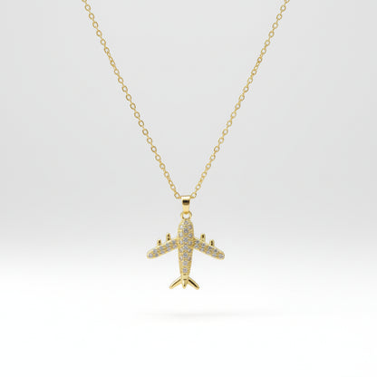 Jet Setter – Crystal Aircraft Pendant Necklace