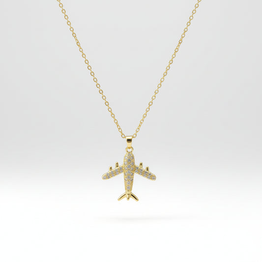 Jet Setter – Crystal Aircraft Pendant Necklace