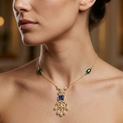 Minimal Luxe American Diamond Pendant Necklace (Gold Plated)