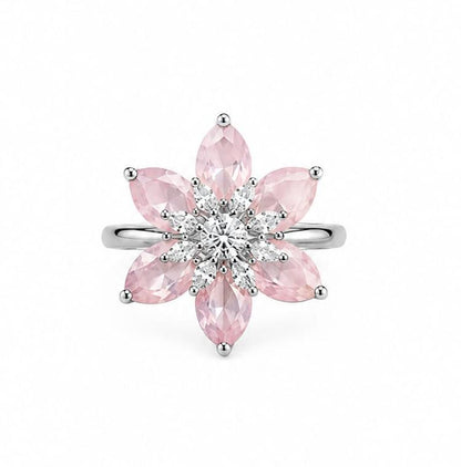 Floral AAA American Diamond Brass Statement Ring| Daisy Flower Cocktail Ring for Women