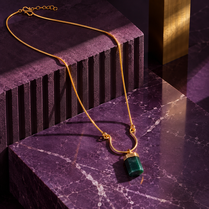 Terrene Raw Gemstone Baguette Pendant Necklace