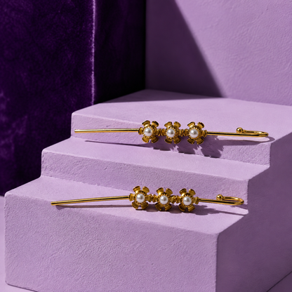 Perline Pearl Ear Crawler Cuff Earrings