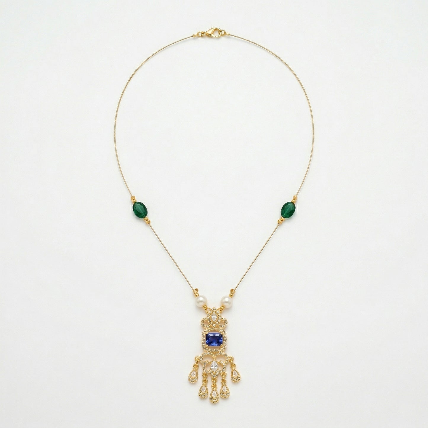 Minimal Luxe American Diamond Pendant Necklace (Gold Plated)